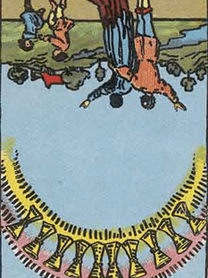 Tarot karta Desetica kelihi — obrnjeno