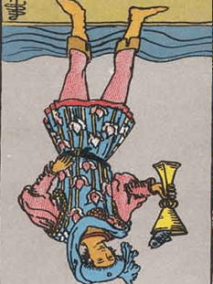 Tarot karta Paž kelihi — obrnjeno