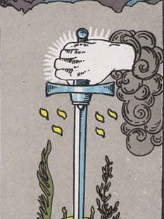 Tarot karta As meči — obrnjeno