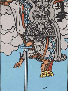 Tarot karta Kraljica meči — obrnjeno