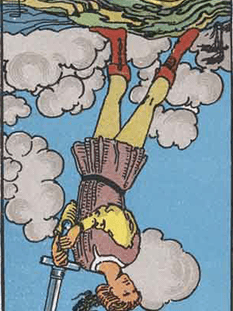 Tarot karta Paž meči — obrnjeno