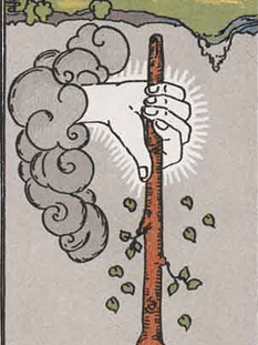 Tarot karta As palice — obrnjeno