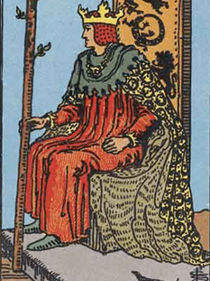 Tarot karta Kralj palice — pokončno
