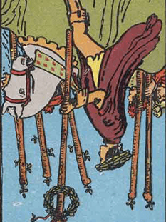 Tarot karta Šestica palice — obrnjeno