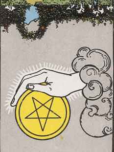 Tarot karta As pentakli — obrnjeno