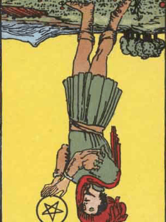 Tarot karta Paž pentakli — obrnjeno