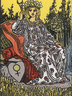 Tarot karta Cesarica — pokončno