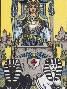 Tarot karta Kočija — pokončno