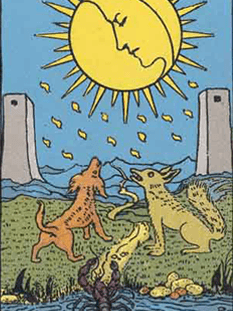 Tarot karta Luna — pokončno