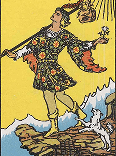 Tarot karta Norec — pokončno