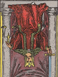 Tarot karta Pravica — obrnjeno