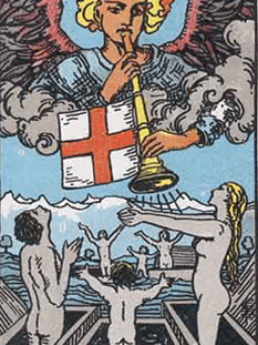 Tarot karta Sodba — pokončno